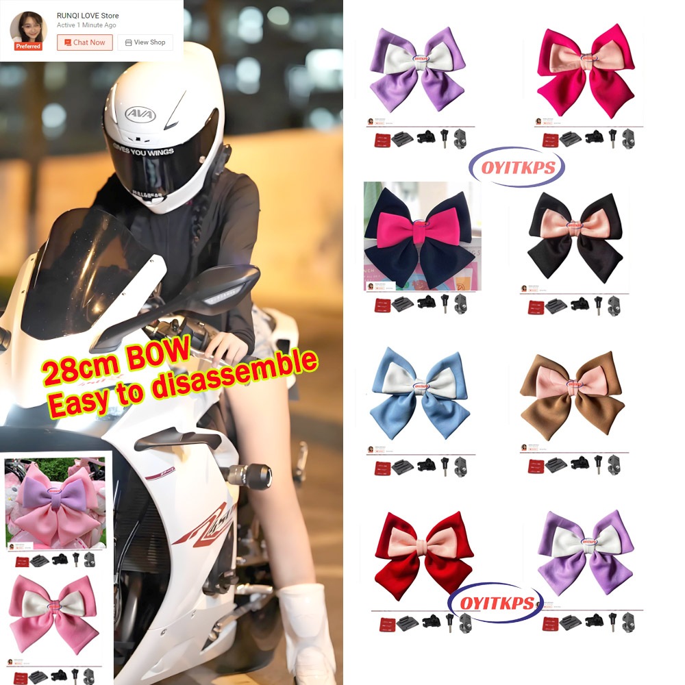 28cm Bow Female Helmet Accessories Detachable Helmet Ribbon Festival ...