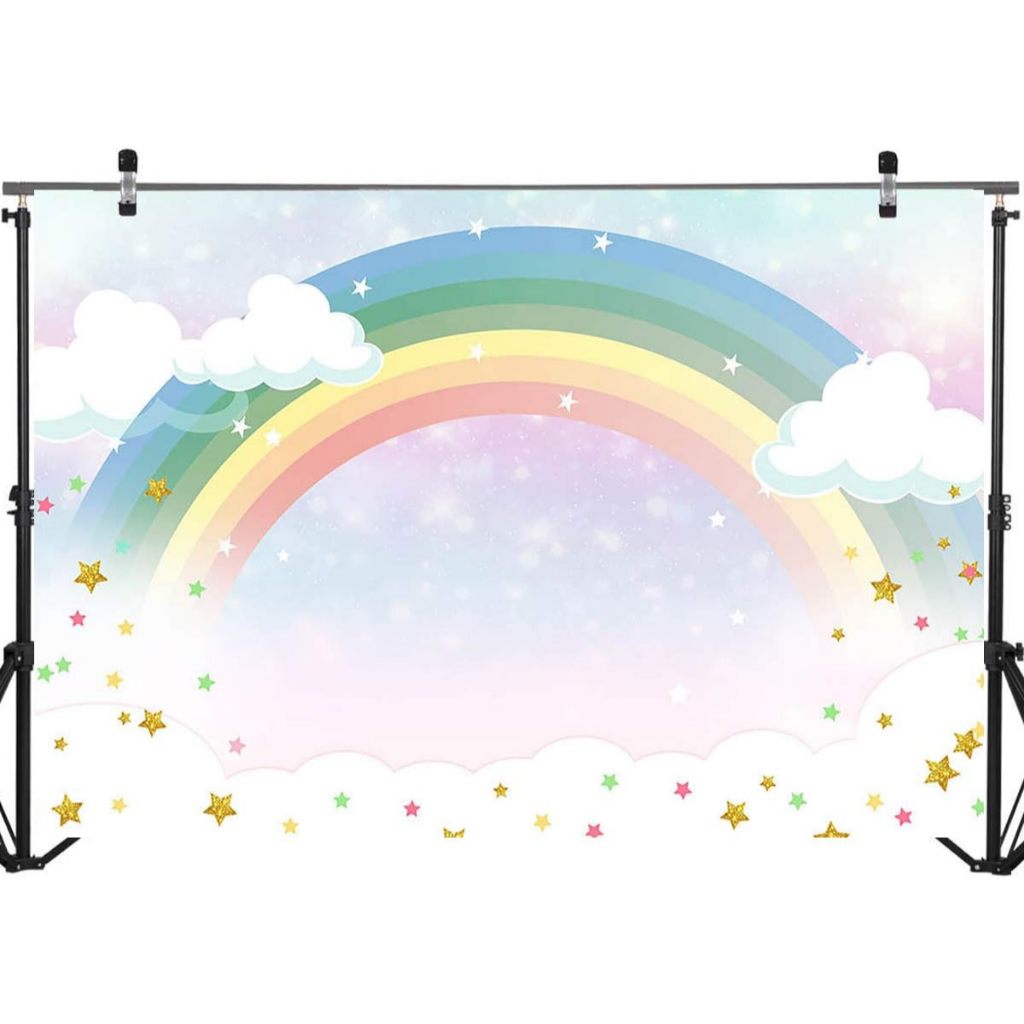 Rainbow Photography Backdrop for Girl's Birthday Party White Cloud Cute ...