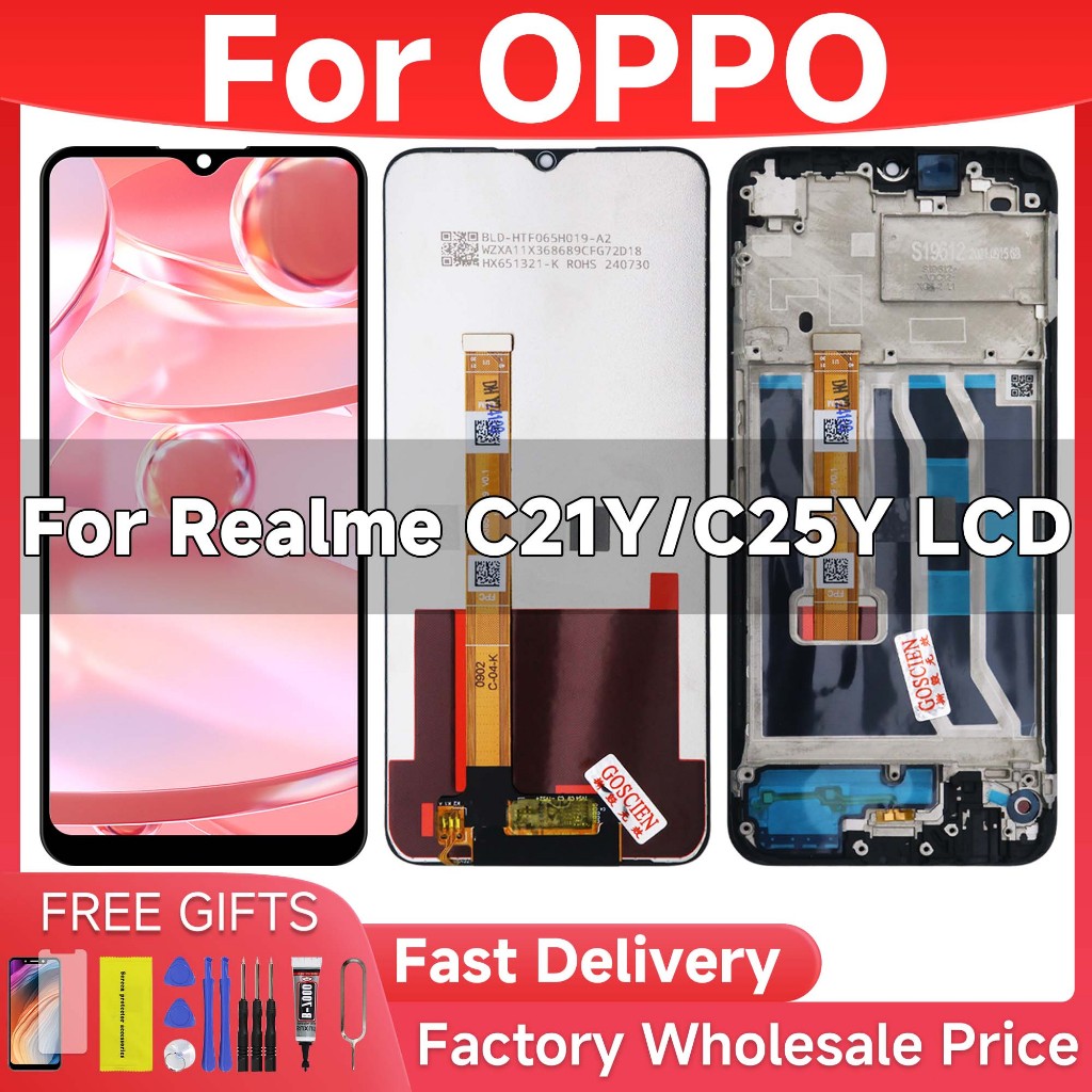 Schermo LCD Per Oppo Realme C25Y – Display 6.5" Con Kit Riparazione, Durezza 9H, Compatibile RMX3265/RMX3268/RMX3269