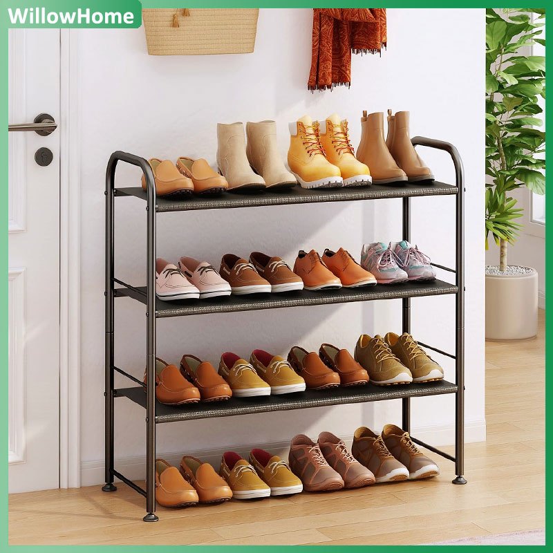 3 Tier Stackable Shoe Rack Simple Trending Fabric Shoe Shelf Storage ...
