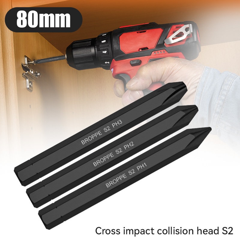 3Pcs 80mm Screwdriver Bit Set For Heavy Duty Impact Driver Set 8mm Hex ...