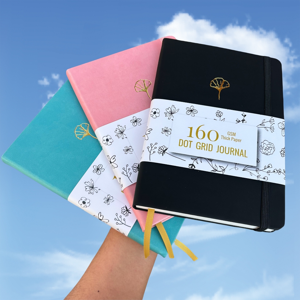 BUKE Ginkgo Leaf Bullet Dotted Notebook Journal, Numbered 160 Pages And ...