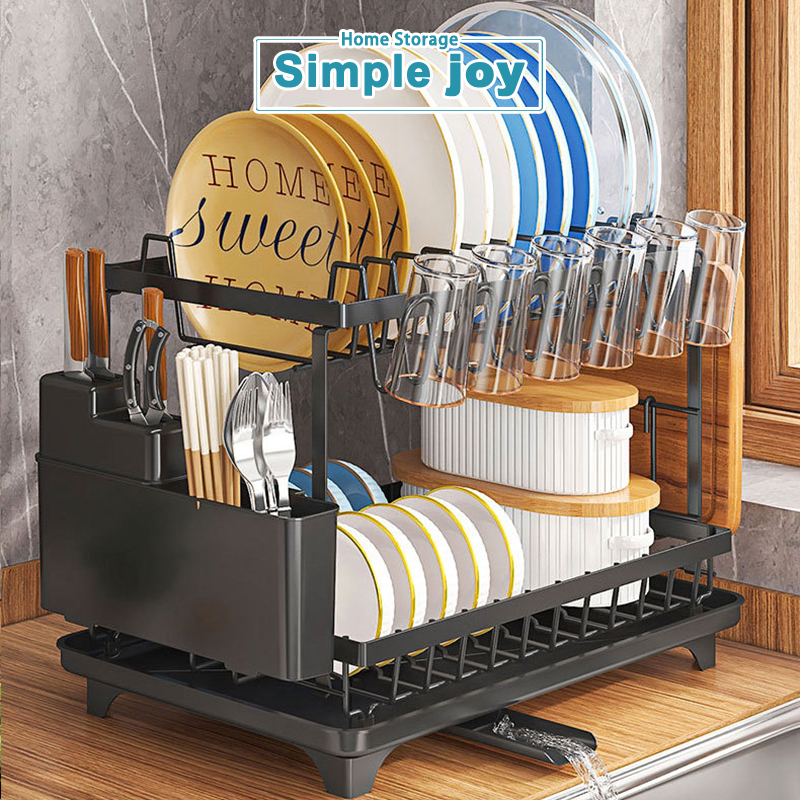SimpleJoy Tiers Dish Kitchen Dish Drainer Rack Kitchen Storage Rack ...