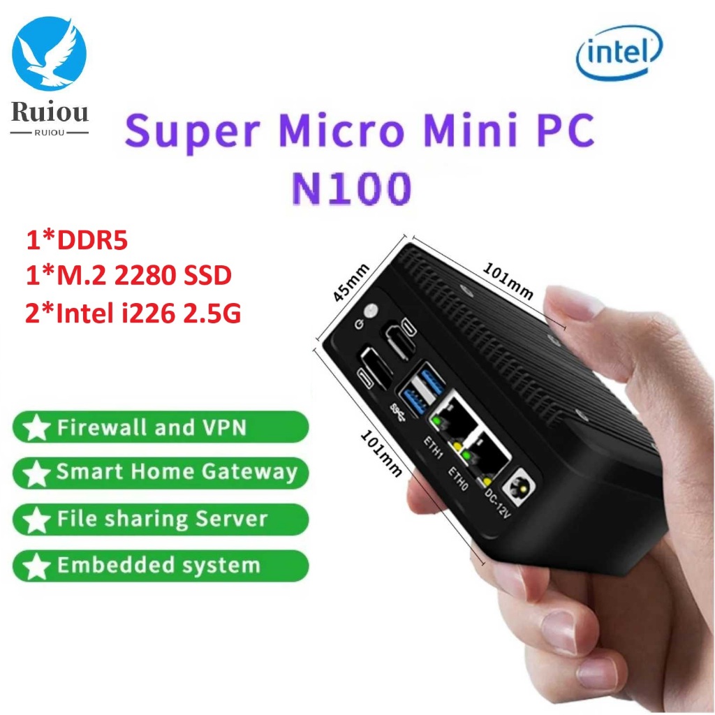 H9 Soft Router Intel Alder Lake N100 MINI PC DDR5 2*M.2 SSD 2*2.5G Lan ...