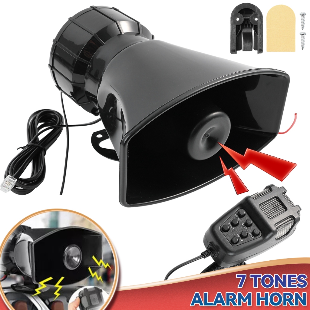 7 Sound Car Alarm Horn 12V 100W Siren Emergency Sounds Car Siren ...