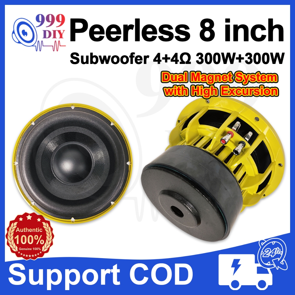 999DIY Peerless 8 Inch Subwoofer Speaker 4+4Ω 300+300W BASS Speaker ...