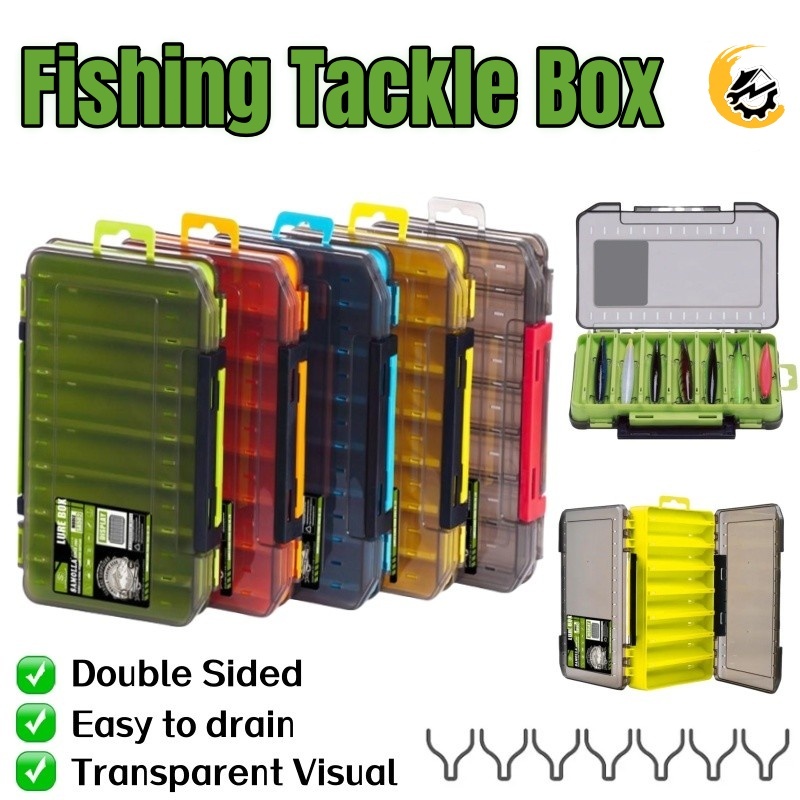 Fishing Tackle Box 2 Sided Lure Hook Storage Case Fish Gear Organizer ...