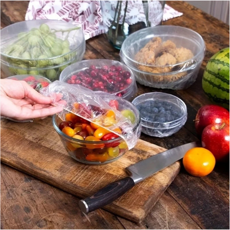 100pcs/400pcs Reusable Elastic Edible grade cling film, Plastic Seal ...