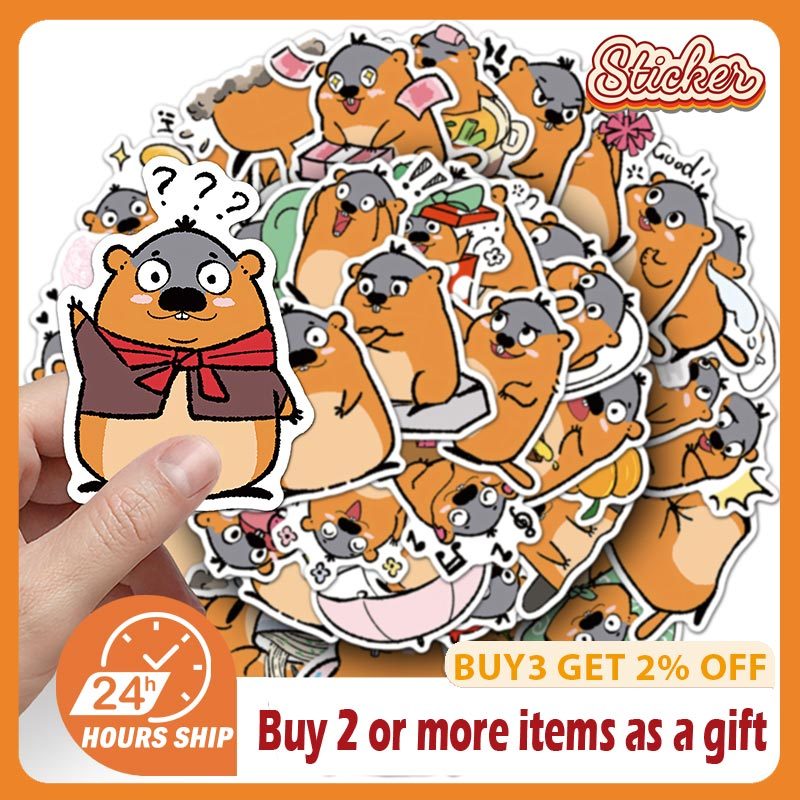 50PCS Cute Groundhog Sticker Funny Animal Meme Cartoon Graffiti DIY ...
