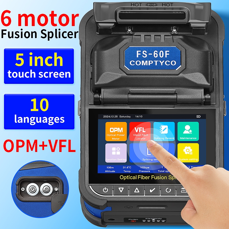 COMPTYCO Newly Upgraded FS-60F Fiber Fusion Splicer machine 6 Motors 10 ...