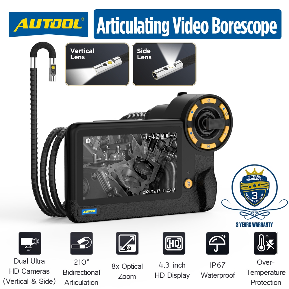 AUTOOL SVB403 Endoscope Camera HD Display IP67 Waterproof 210 ...