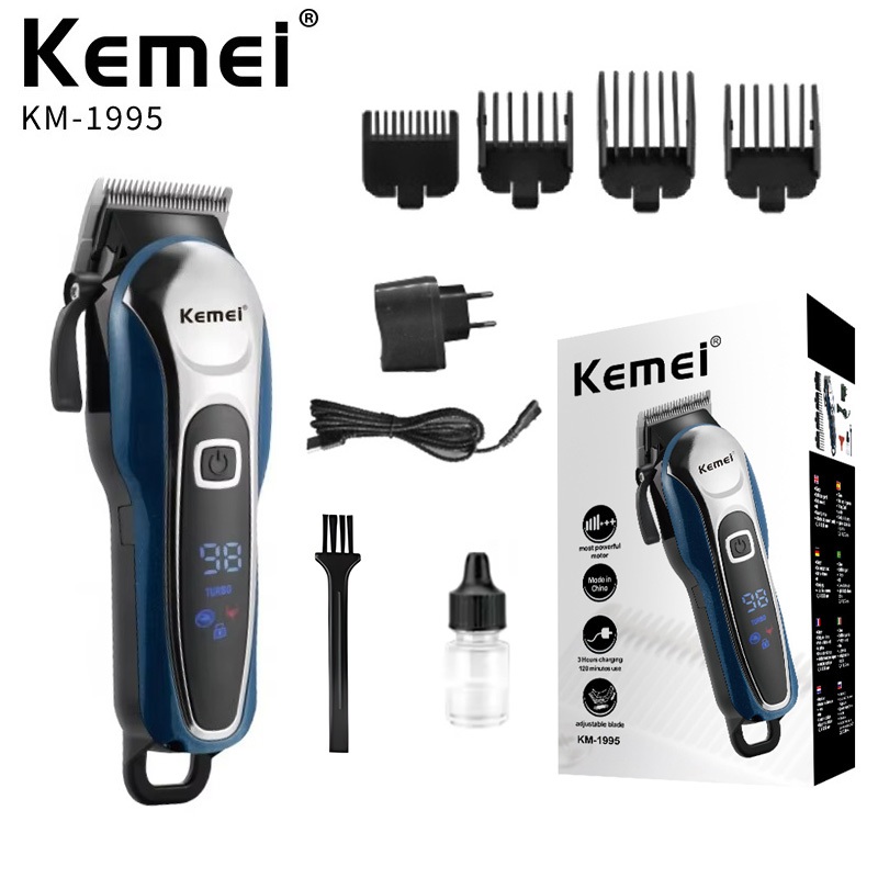 Kemei Razor Hair Cut Rechargeable Hair Clipper Cordless LCD Monitor ...
