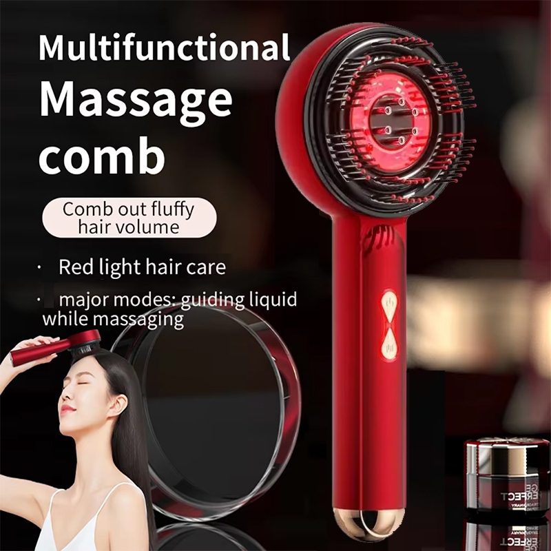 Electric scalp massage brush red bald head massage comb hair growth ...