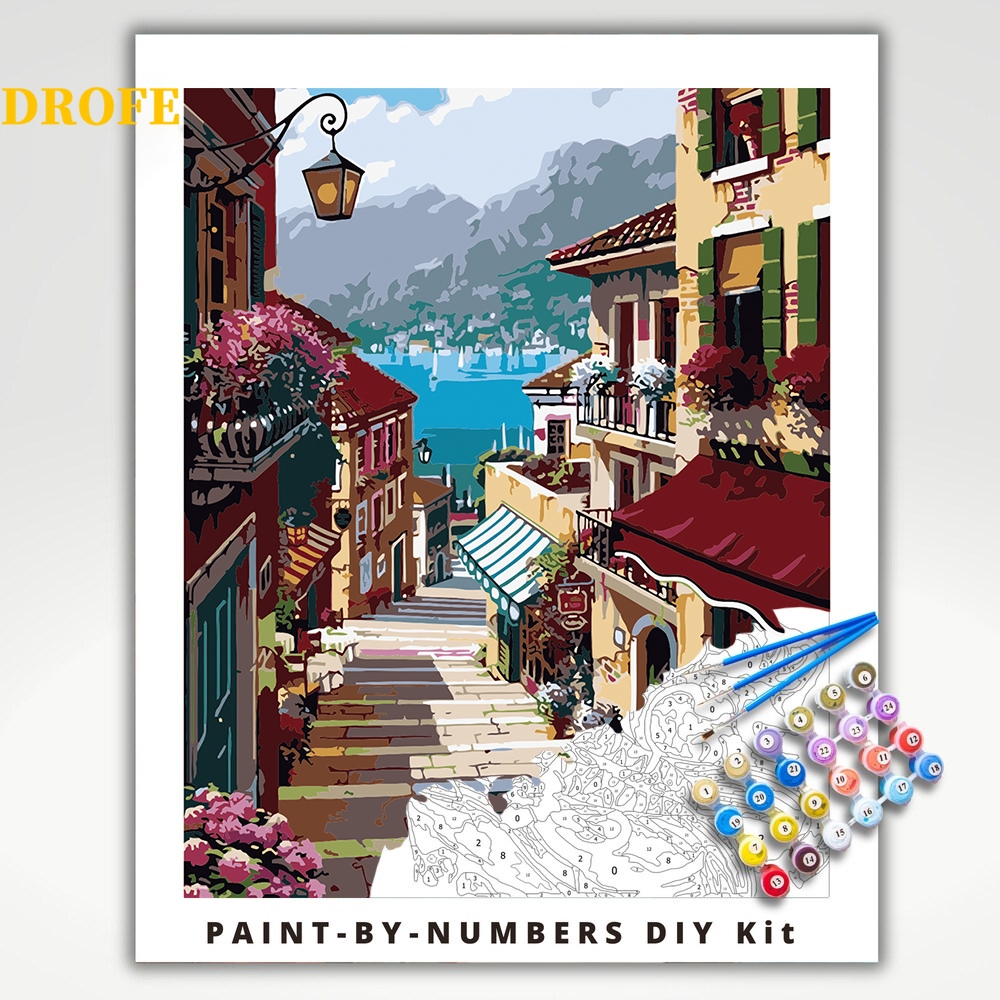 DROFE European Street Scene Paint By Numbers Wall Art Room Decoration ...