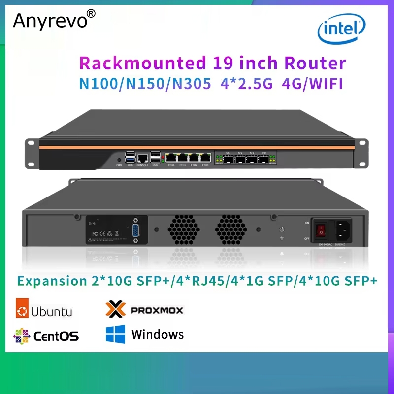 1U Rack-mount Firewall Home Server Mini PC Intel Alder Lake N100 4*/2 ...