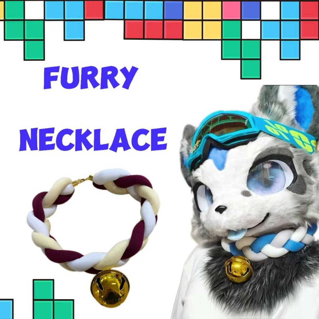 Furry Necklace Fursuit Accessories Braided Choker For Halloween Party ...