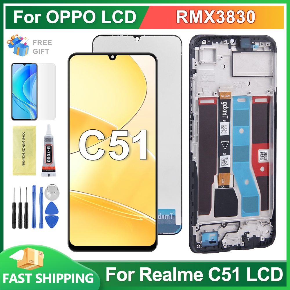 For Oppo Realme C51 C53 LCD Display Touch Screen with Frame Digitizer ...