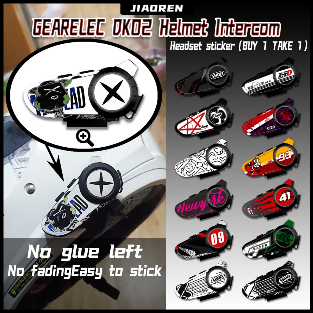 for gearelec dk02 helmet intercom headset sticker waterproof bluetooth ...