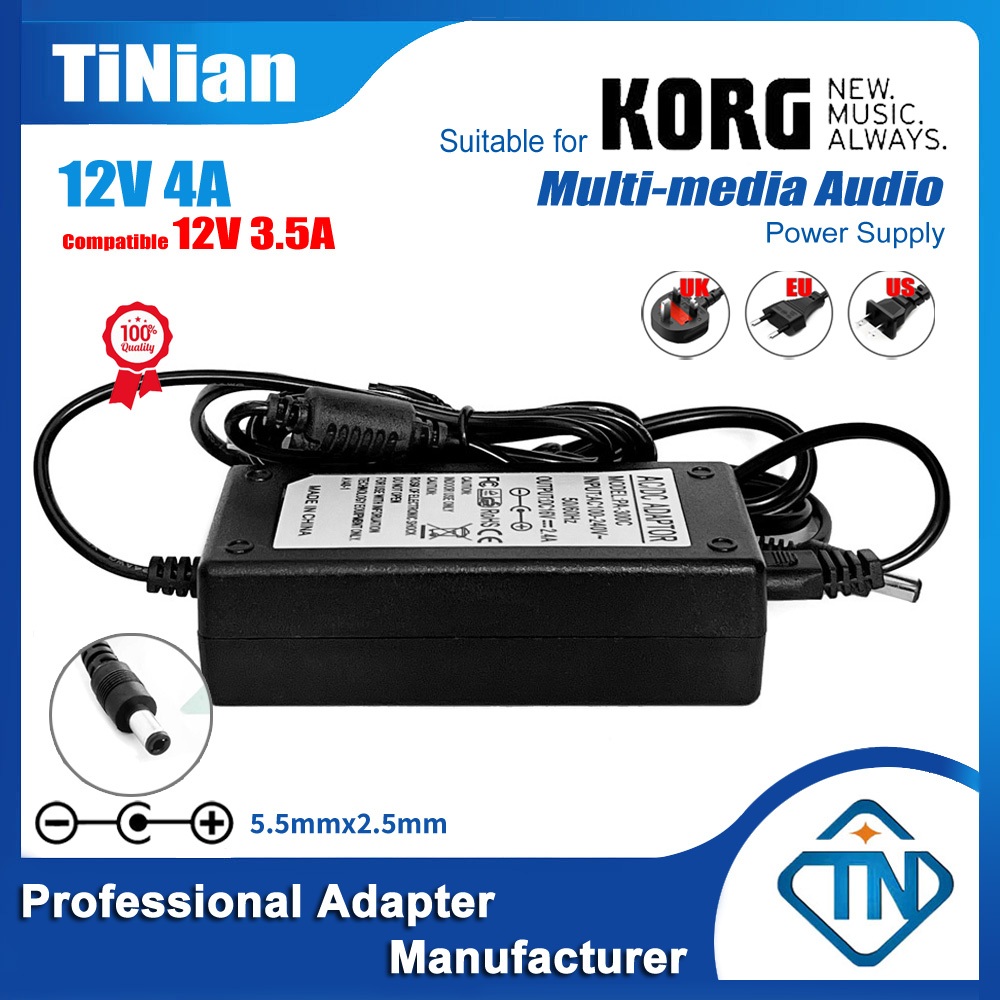 12V DC Power Adapter For Korg Keyboards - Krome, M-50, PA588, X-50 (Replaces KA320)