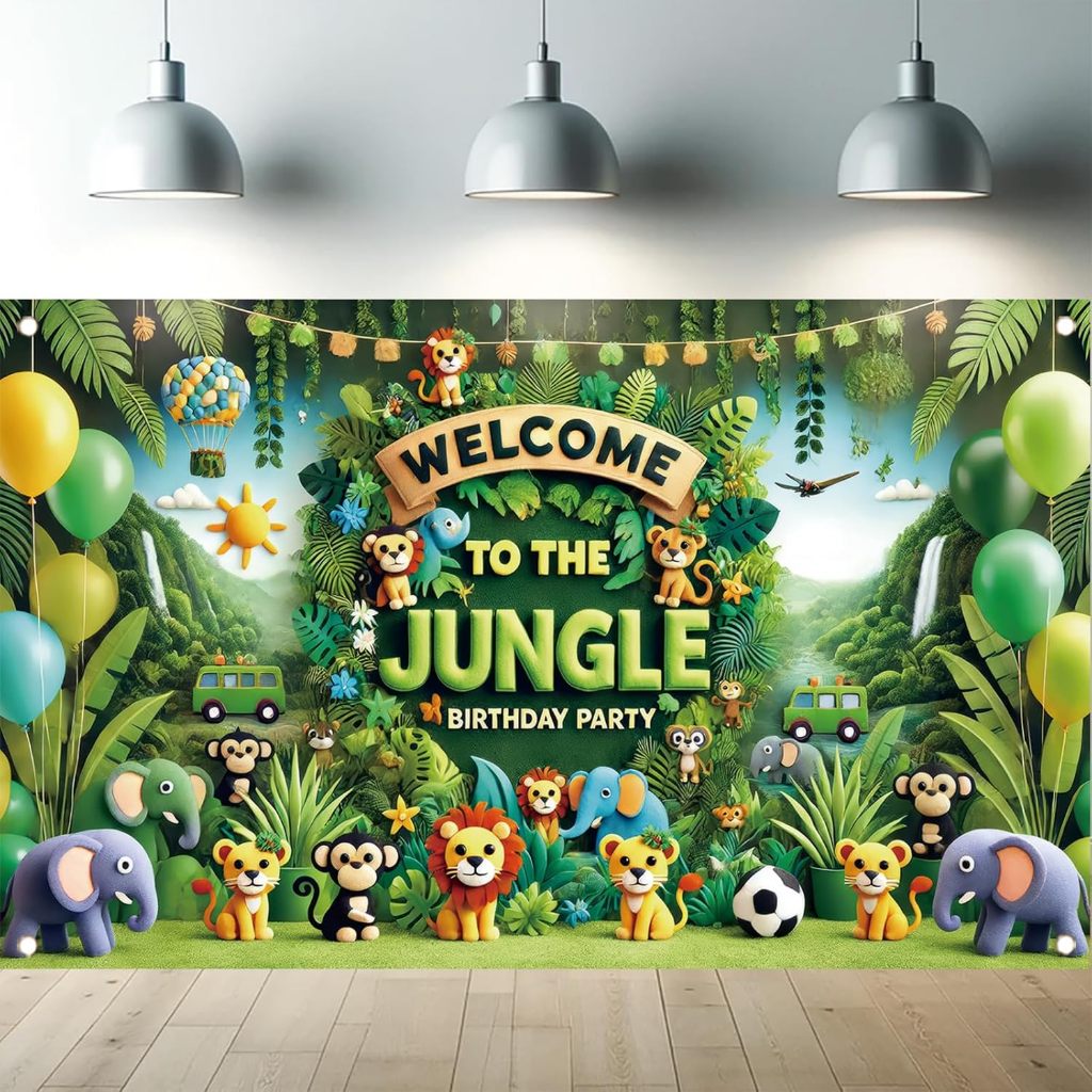 5x3ft Welcome to the Jungle Safari Birthday Party Decorations Animal ...