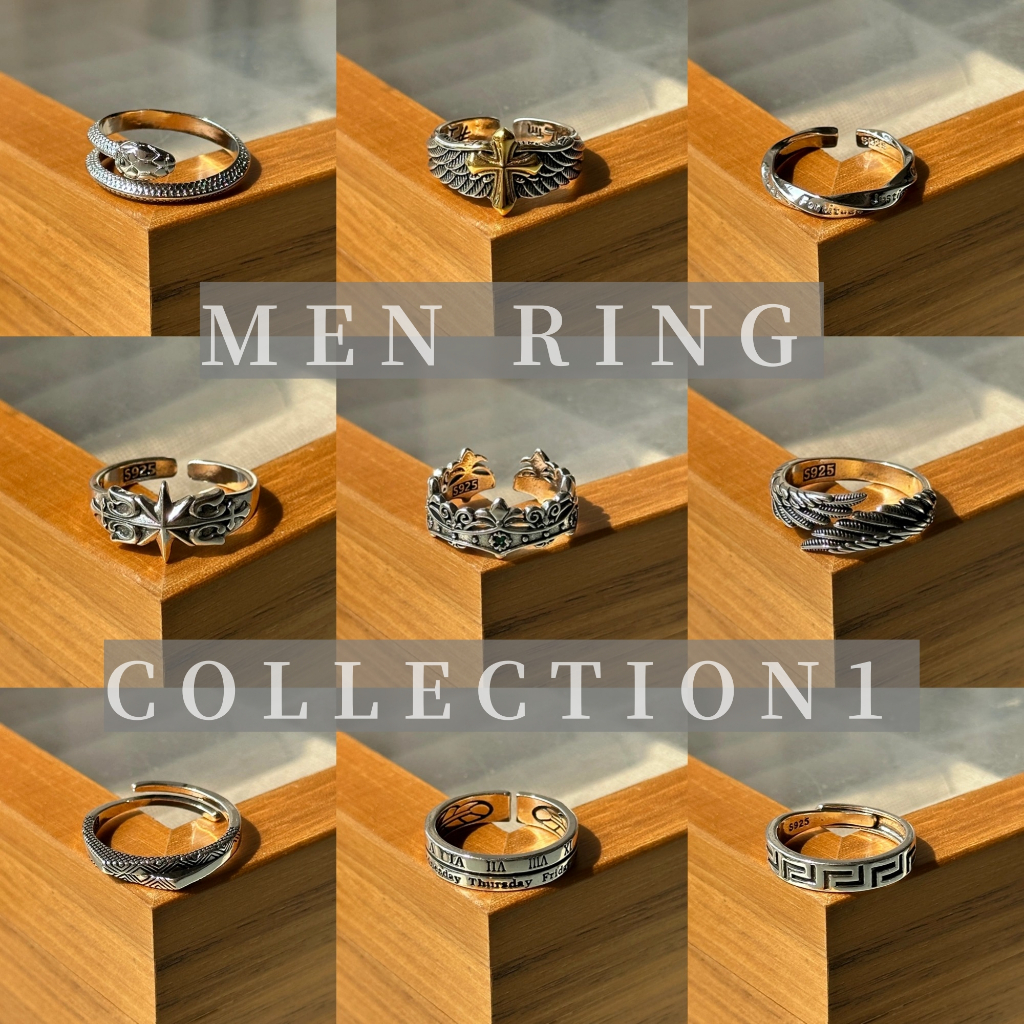 【Miss Can't Miss】MJZ1 Punk Gothic Silver Ring Men Vintage Fashion Ring ...