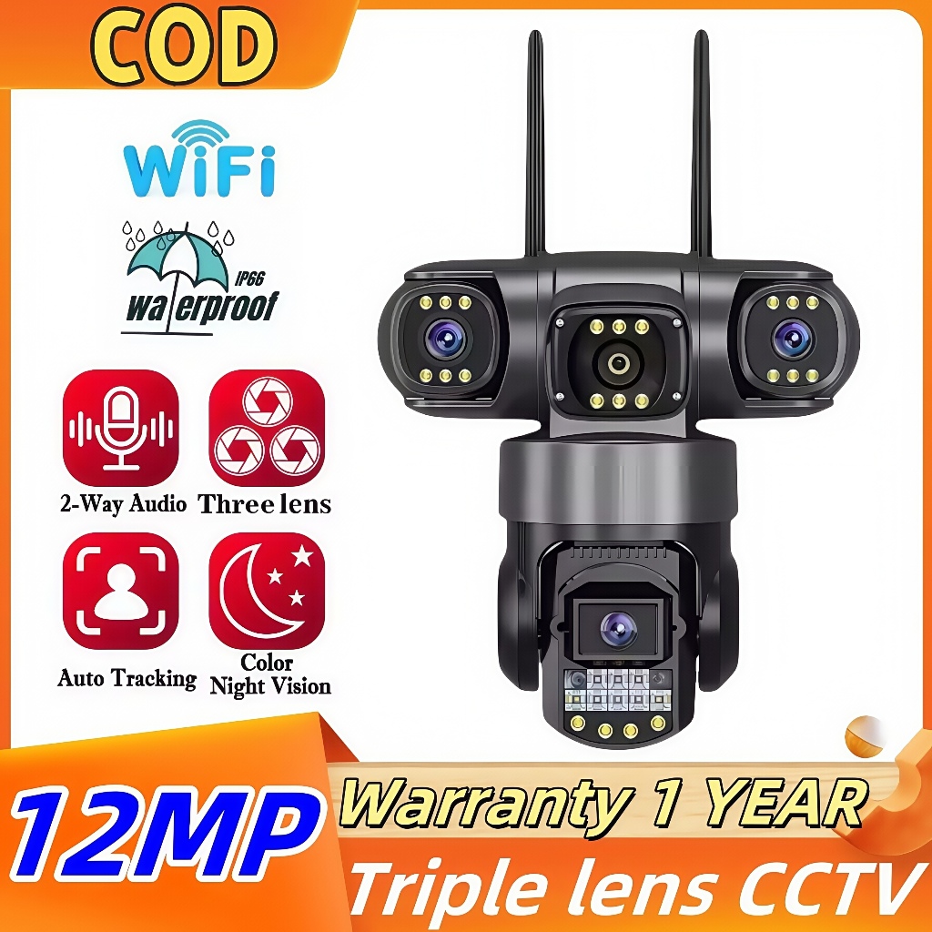 12MP Three Lens Three Screens PTZ IP Camera Outdoor HD Wifi Security ...