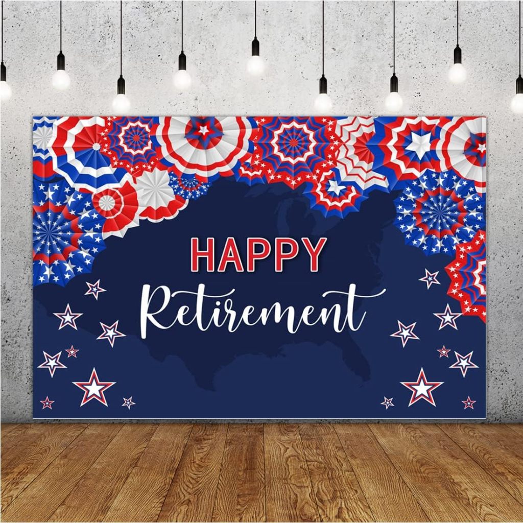 Happy Retirement Photography Backdrop Star Red White Blue Veterans Day ...