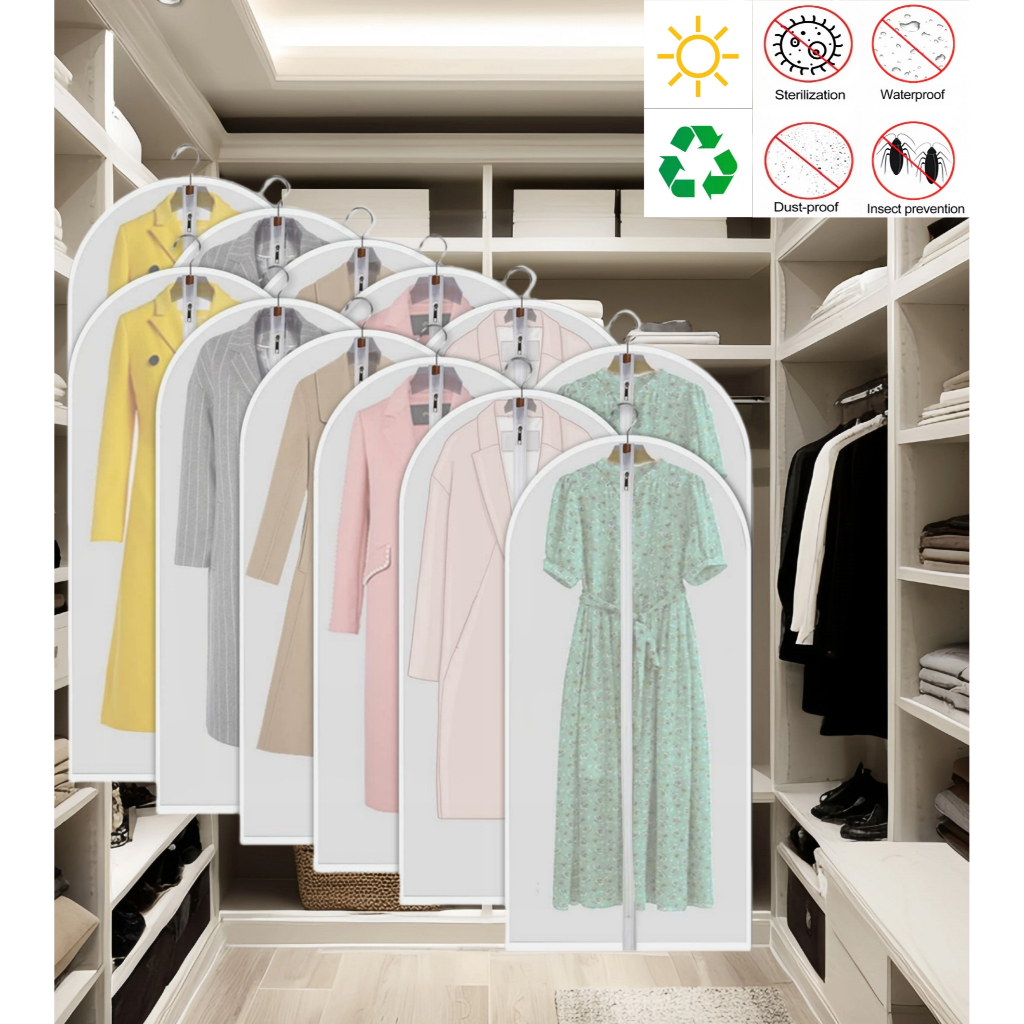 20-Pack Breathable Garment Bags – Suit & Dress Storage Covers, Dustproof With Zipper & Window