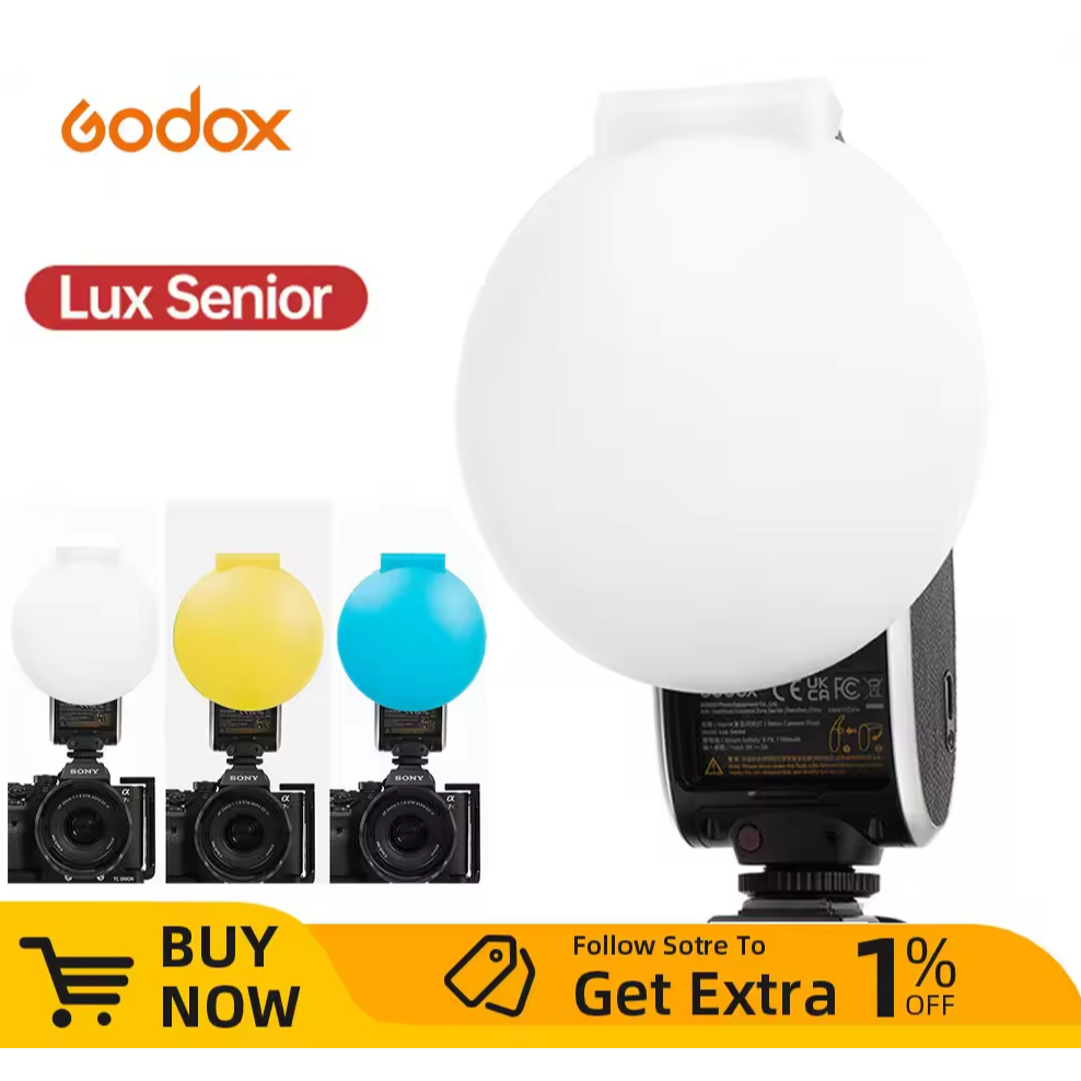 Godox Lux Senior Speedlite Flash White Yellow blue Diffuser Soft Box ...