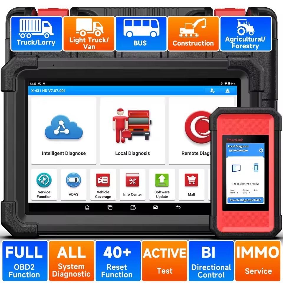 LAUNCH X431 V+ SmartLink HD Heavy Duty Truck Diagnostic Scanner Diesel ...