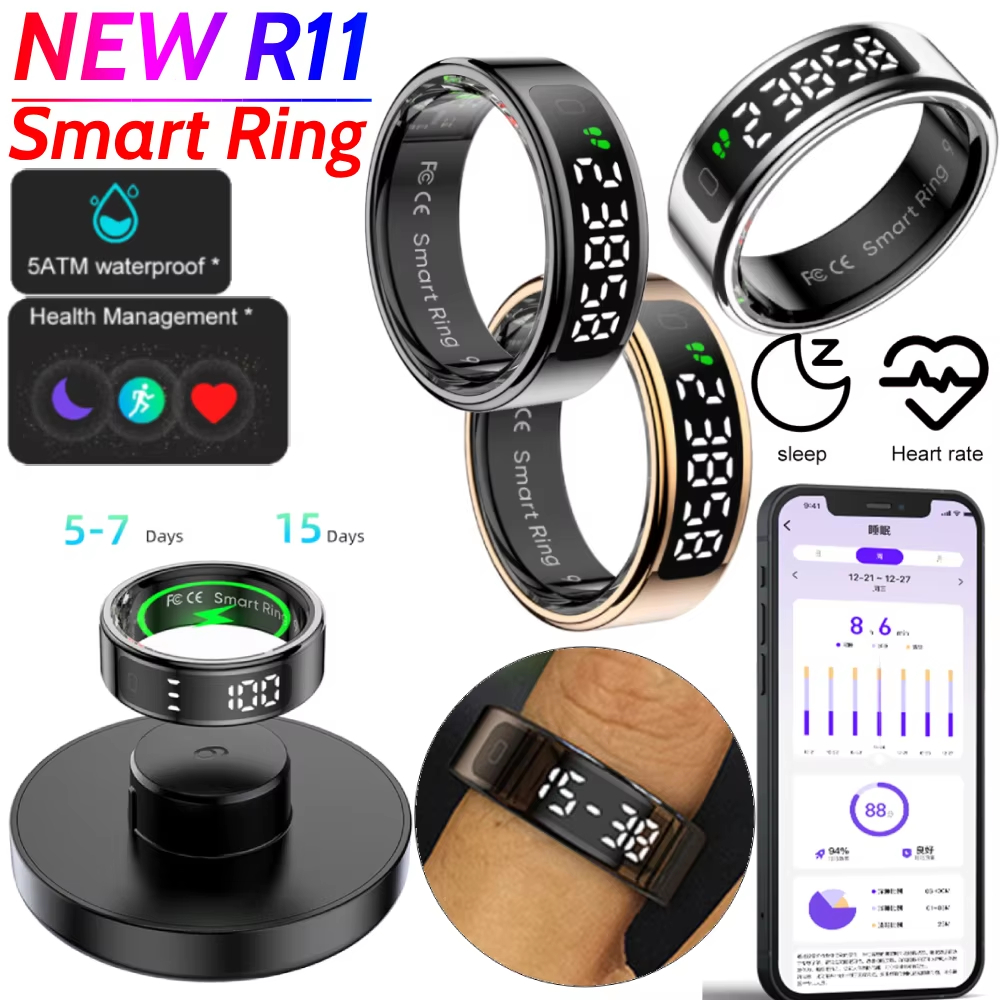 R11 Smart Ring with Display Screen Touch Health Manager 5 ATM ...