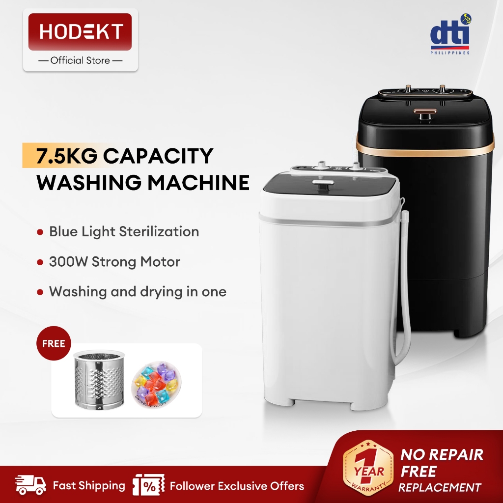 HODEKT Portable Washing Machine With Dryer Blue Light