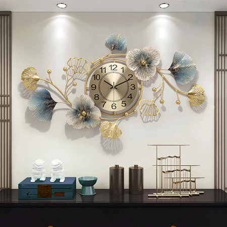 Creative Clock Living Room Dining Room Clock Wall Mirror Light Luxury Wall  Clock Pendant Wall Clock Wall Decoration Ginkgo Leaf Wall Clock