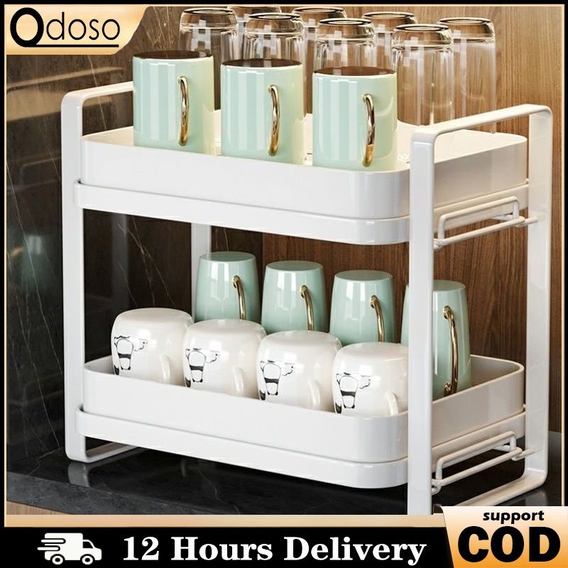 3 Layer Cups Drying Rack With Drain Tray Kitchen Storage Organizer ...