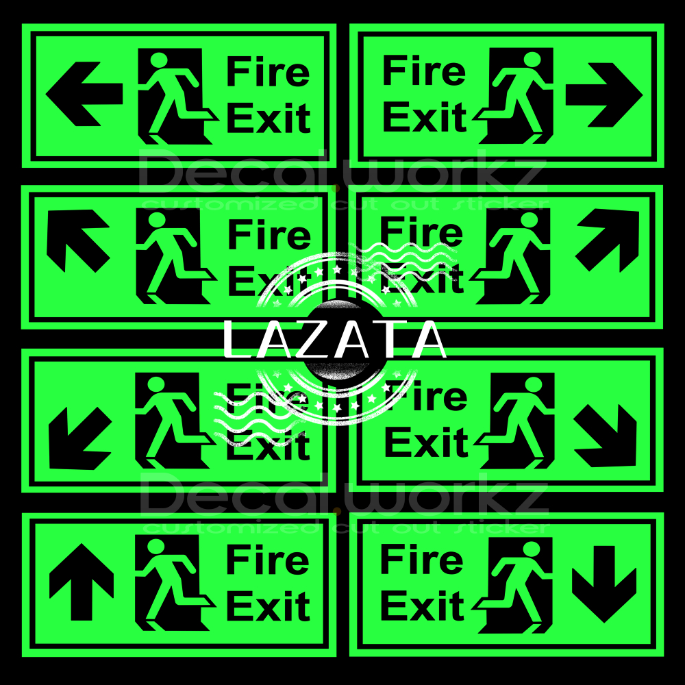 Fire Exit Sign Entrance Large Luminous background Glow in the Dark ...