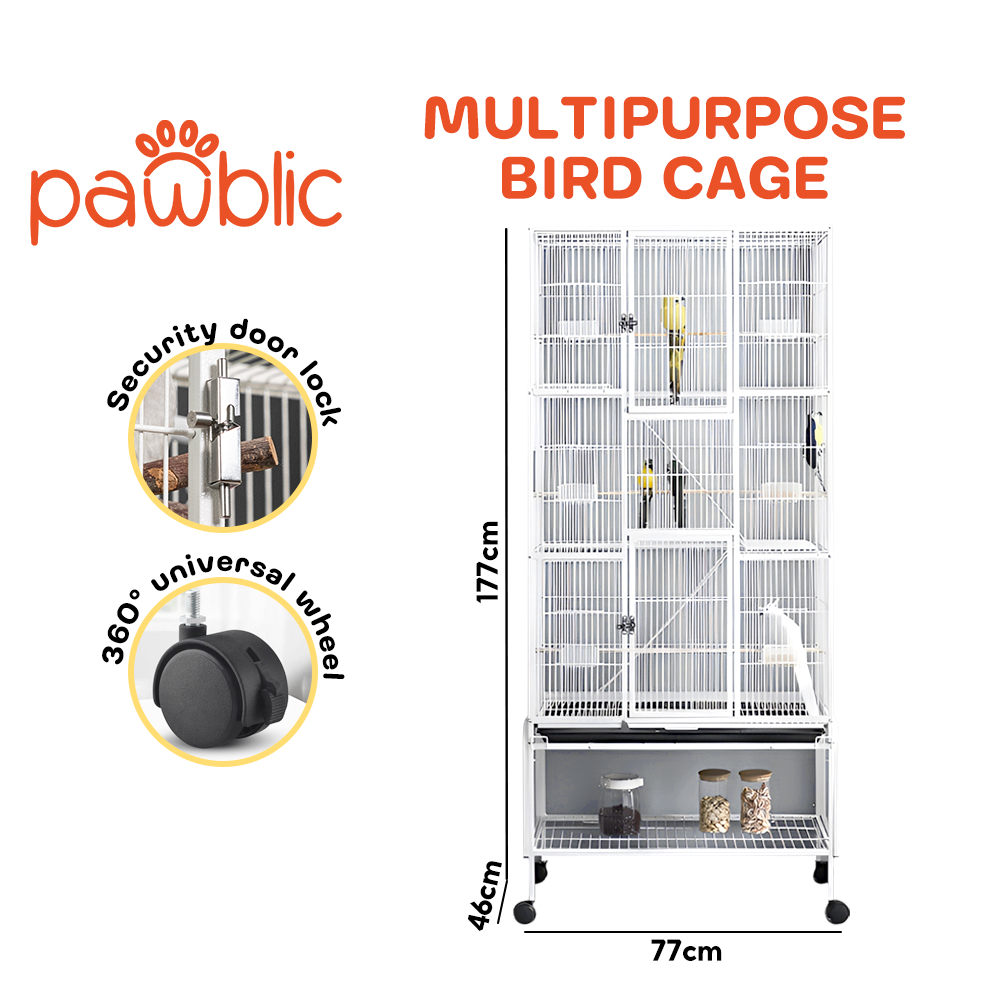 Fresh Look at Ready Stock White Bird Cage High Quality Multifunctional Bird Cage