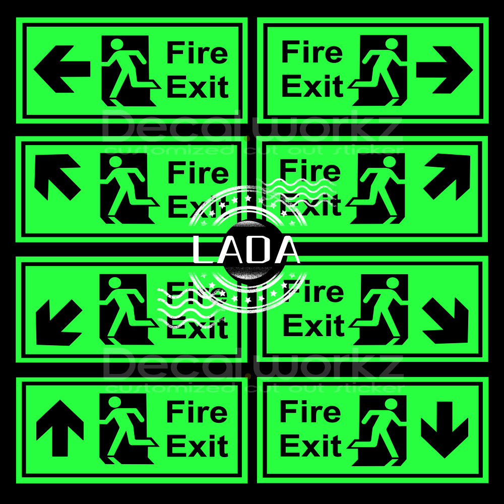 12IN*5.5IN Fire Exit Sign Entrance Large Luminous background Glow in ...