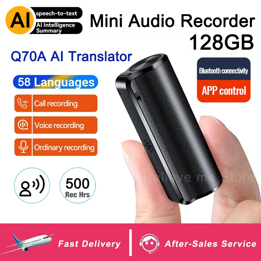 AI Digital Voice Recorder 128GB Mini Professional Sound Dictaphone App ...