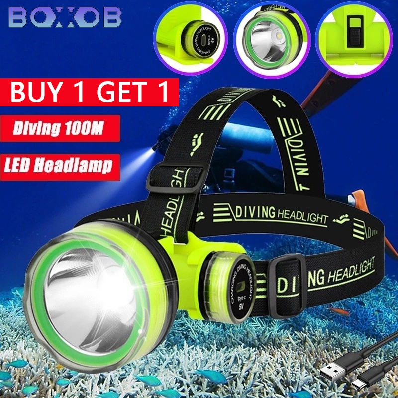 【Buy1take1】Super bright 500m Diving Flashlight rechargeable waterproof ...