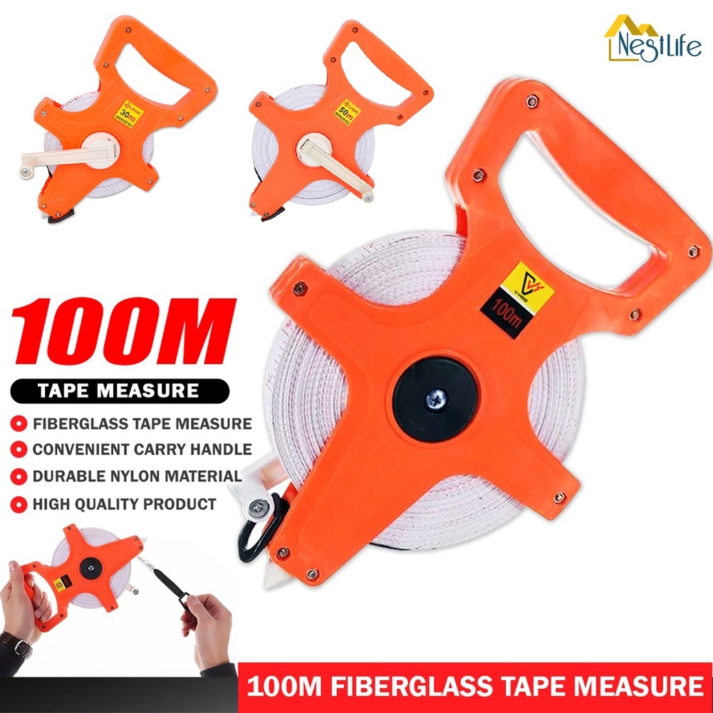 30m/50m/100m Tape Measure Fiber Glass High Quality Heavy Duty Dual ...