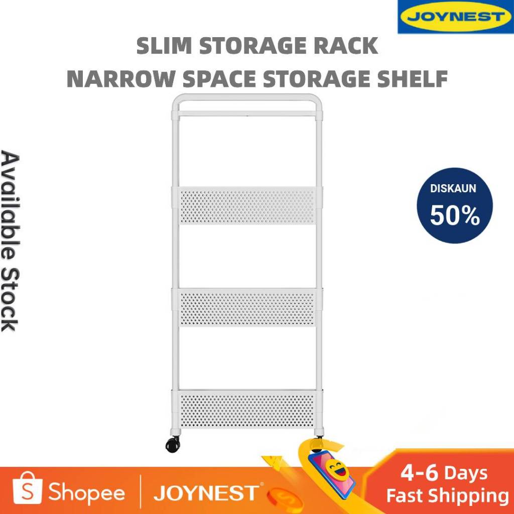 JOYNEST 2/3/4 Tier Gap Stroage Rack Movable With Wheels Trolley Rak ...