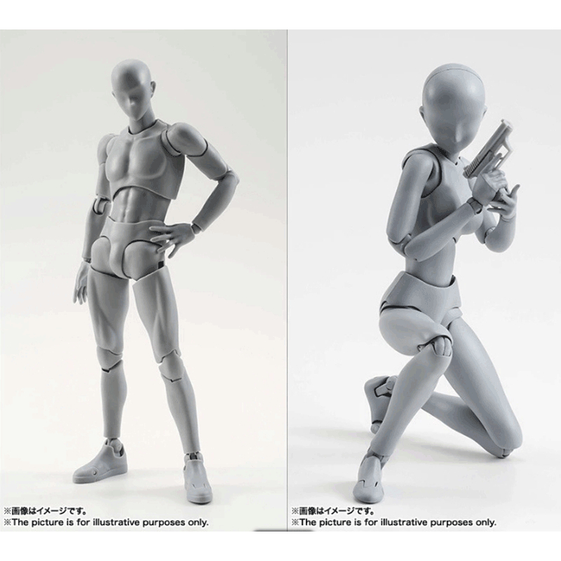 Gray and black male and female figure model, deluxe version, painting ...