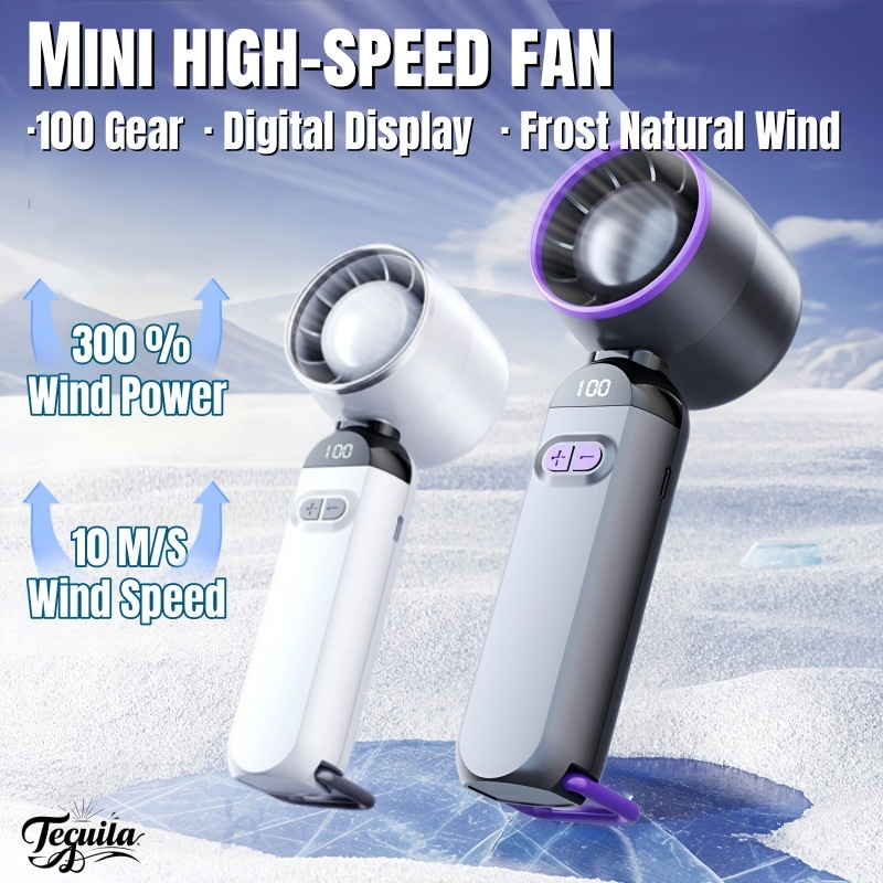 Handheld Mini Fan Portable Hand Fan 0-100 Gear Speed Turbo Fan USB ...