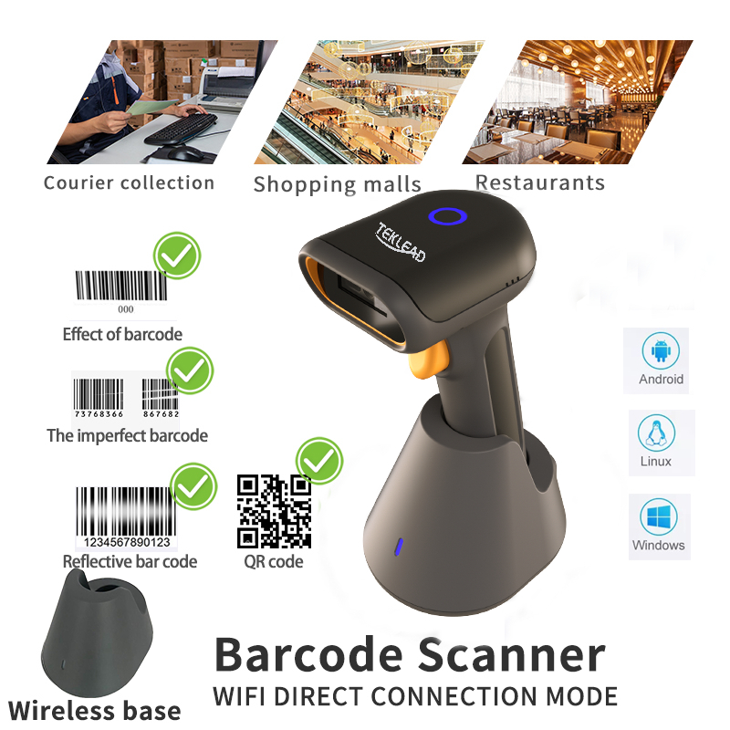TEKLEAD Handheld 1D 2D Wired USB Bluetooth Enhanced Wireless 2.4G ...