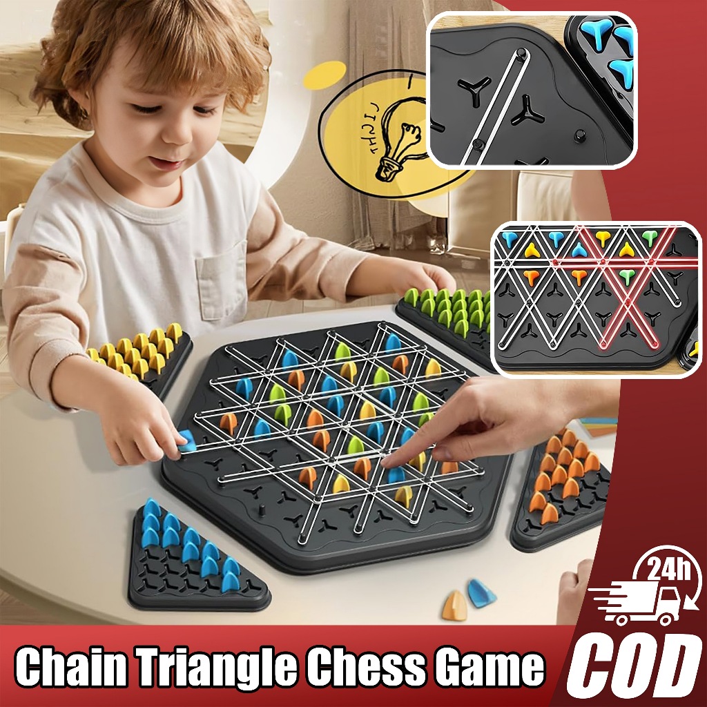 Triggle Game – Gioco Da Tavolo Con Elastici Triangolari E Pedine, Per 2-4 Giocatori, Bambini E Adulti, Sfida Di Strategia