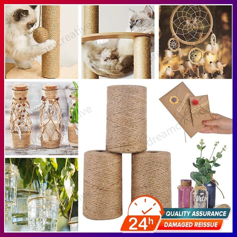 200M Natural Jute Rope Cat Scratcher Replacement Rope Hemp Cord Jute ...