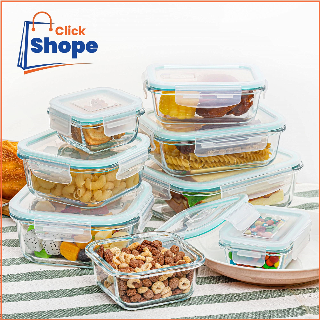 CLICK SHOPE Bento Lunch Box Borosilicate Glass Food Container With ...
