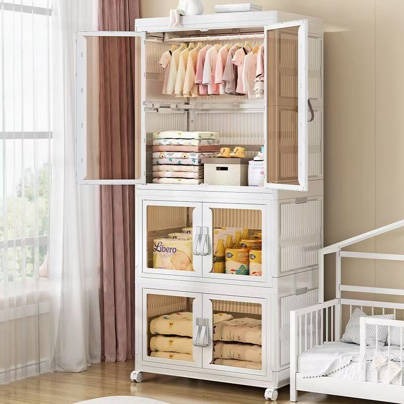 Folding Wardrobe Large-Capacity Double-Door Open Storage Box Stackable ...
