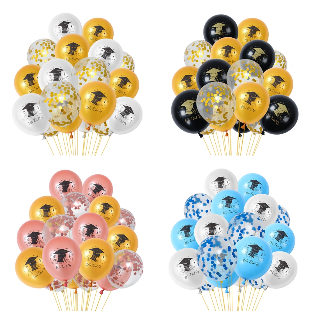 19pcs Congrats Grad Balloons Graduation Cap Pattern Graduation Balloon ...