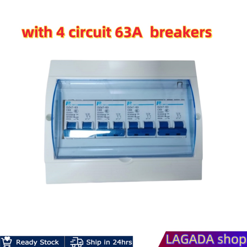 Panel box set with 4 circuit 63A breakers Electric Box Cover Enclosure ...
